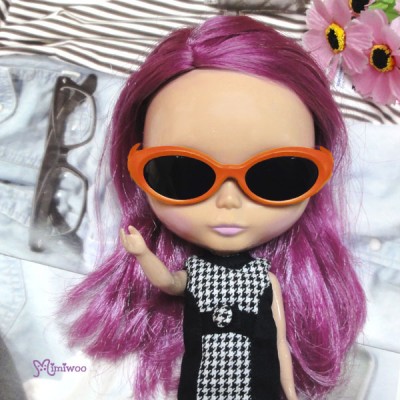 HSM011ORE02 Neo B Doll Mimi Plastic Orange Glasses Black Lens