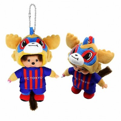 16025018 Japan J-League Soccer Club FC Tokyo x Monchhichi Keychain Mascot ~ NEW