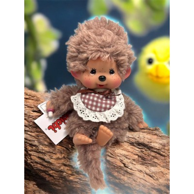 201280 Sekiguchi Monchhichi S Size Fluffy Boy with Brown Bib ~ 
