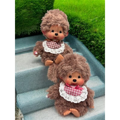 201280 Sekiguchi Monchhichi S Size Fluffy Boy with Brown Bib ~ 
