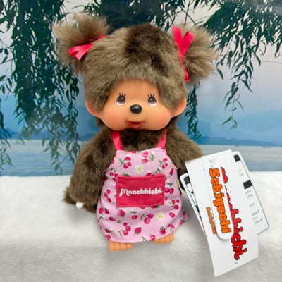 201648 Monchhichi Flower Apron S Size Twin Braids Girl Plush ~ NEW ~ 