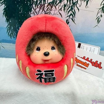 202935 Monchhichi 12cm Plush Lucky Daruma Lucky Bean Bag RED ~ NEW  ~ 
