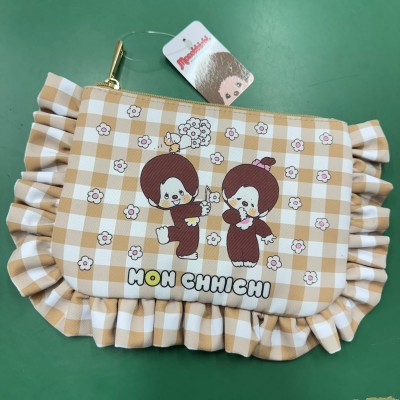 204179 Monchhichi Makeup Bag Checker Beige