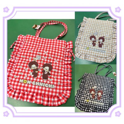 204193 Monchhichi Cord Bag 42 x 39cm Checker Red