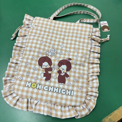 204209 Monchhichi Cord Bag 42 x 39cm Checker Beige