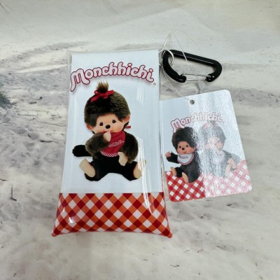 204597 Monchhichi  6 x 11cm Transparent Plastic Folded Case with Camping Hook - Girl