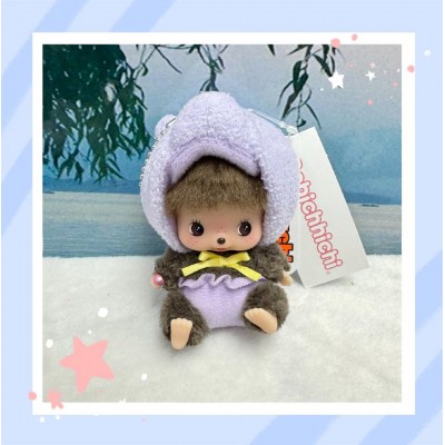 205820 Monchhichi Baby Bebichhichi SS Size Big Head Plush Animal Mascot - Purple Cat