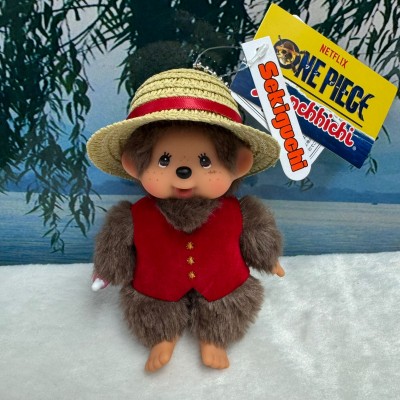 206063 Monchhichi x ONE PIECE Mascot Plush Keychain S2 Luffy  