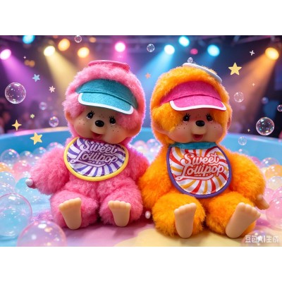 227020 Sweet Lollipop Monchhichi SS Size Keychain Mascot Pink  