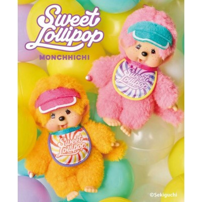 227020 Sweet Lollipop Monchhichi SS Size Keychain Mascot Pink - PRE-ORDER 