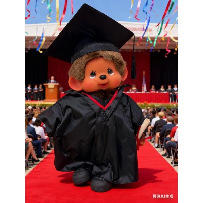 238470 Sekiguchi Monchhichi Old Version L Size Graduate Gown Boy with Shoes RARE