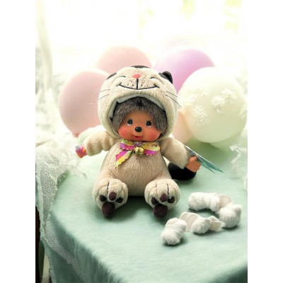 242340 Monchhichi x Jacob Cat S Size 16cm Sitting Plush ~ RARE ~ 