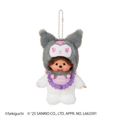 244478 Monchhichi x Kuromi 17cm Keychain Mascot ~ PRE-ORDER ~ 244478 Monchhichi x Kuromi 17cm Keychain Mascot ~ PRE-ORDER ~