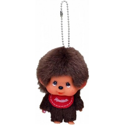 257294 Big Head Monchhichi SS Size Keychain Mascot Brown Boy