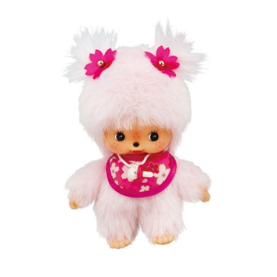 258540 Sekiguchi Monchhichi Baby Bebichhichi 14cm Sakura Flower 10th Anniversary Limited  ~ RARE