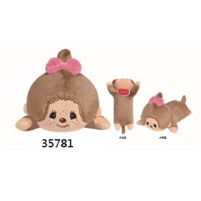 35781 Monchhichi Zipper Plushy Stationery Case Big Head Girl