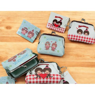 377092 Monchhichi 8.5 x 7.5 x 2cm PU Leather Coin Bag Mascot - White