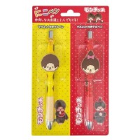 440346 Monchhichi 15cm Black Color Ball Pen - Yellow and Red (2pcs)