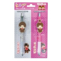 440353 Monchhichi 15cm Black Color Ball Pen - Grey and Pink (2pcs)