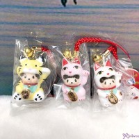 Monchhichi Mascot Ceramics Lucky Cat 陶瓷 招財貓 鈴鈴 吊飾 (Set of 3pcs) 499SET