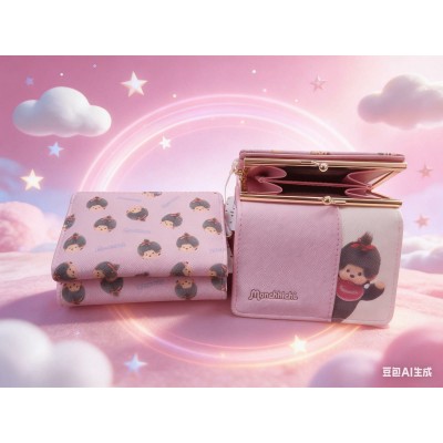 54224 Monchhichi Purse with Coin Bag PINK ~ NEW ~ 54224 Monchhichi Purse with Coin Bag PINK ~ NEW ~