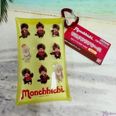 574704 Monchhichi 6.5 x 11.5cm Transparent Plastic Folded Case with Camping Hook - Yellow Collection