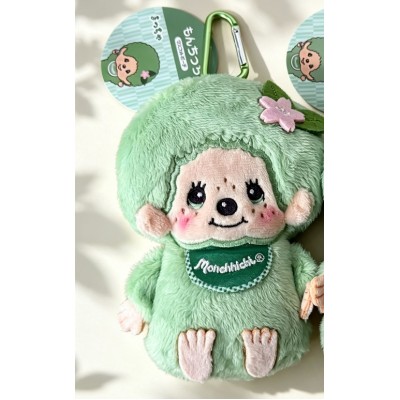 58397 Monchhichi Coin Bag Plush Pouch Mascot ~ Matcha Green Tea Boy