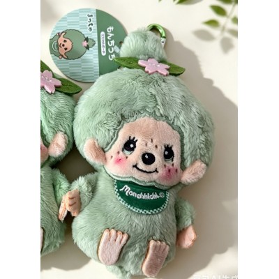 58403 Monchhichi Coin Bag Plush Pouch Mascot ~ Matcha Green Tea Girl 