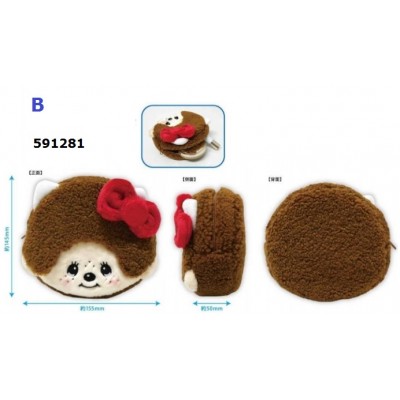 591281 Monchhichi x Hello Kitty 15.5 x 14.5cm Makeup Bag ~ LAST ONE 