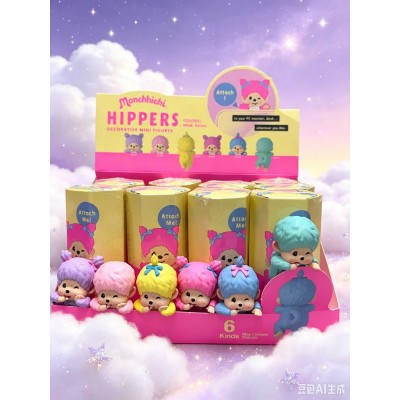 670156setA HIPPERS Monchhichi Plastic Mini Figure Color Wink (Set of 6pcs) 