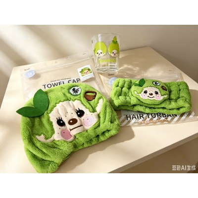 746857 Monchhichi Bath Quick Dry Head Cap - Matcha Green Tea