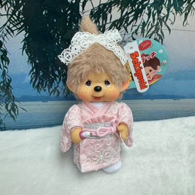 755349 Monchhichi Girl 13cm Keychain Mascot - Kimono Pink