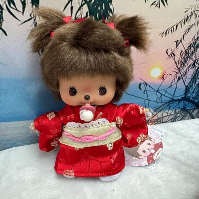 791613 Japan Limited Monchhichi Baby Bebichhichi Plush S Size GIRL Kimono Red