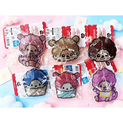 82551 Monchhichi 8cm Acrylic Diamonds Plush Mascot  (6pcs Set) 