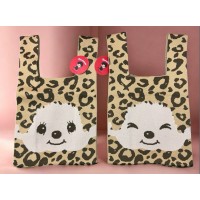 AM-039 Monchhichi 25.5 x 43.5cm Knit Eco Bag - Brown Leopard