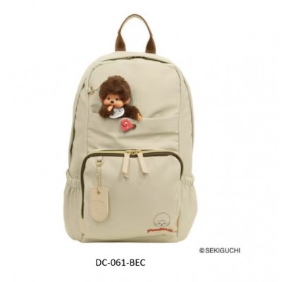 DC-061-BEC Monchhichi Backpack with Girl Mascot W28 × H43 × D13.5cm - Beige