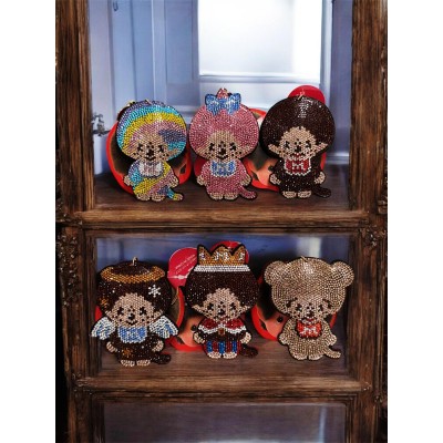 LMCset Monchhichi 10cm Acrylic Diamond Mascot 6pcs Set ~ Japan Limited ~ LAST 