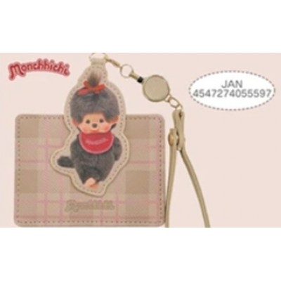 M010-10B Monchhichi Passcase Card Case with Strap Checker PINK