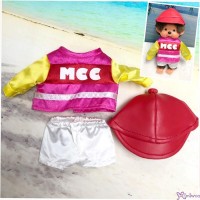 XA84 Monchhichi S Size Fashion Outfit - Horse Racing Jockey Suit PINK with Red Helmet 