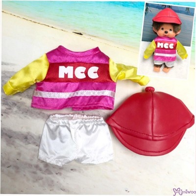 XA84 Monchhichi S Size Fashion Outfit - Horse Racing Jockey Suit PINK with Red Helmet XA84 Monchhichi S Size Fashion Outfit - Horse Racing Jockey Suit PINK with Red Helmet