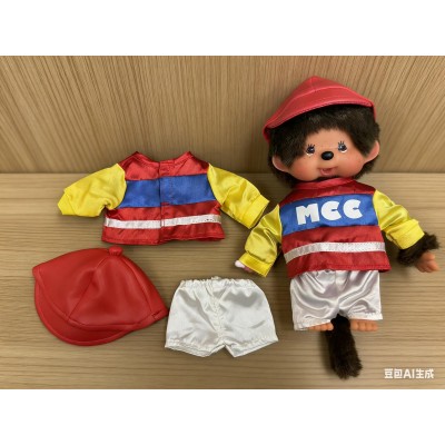 XA89 Monchhichi S Size Fashion Outfit - Horse Racing Jockey Suit RED with Red Helmet 