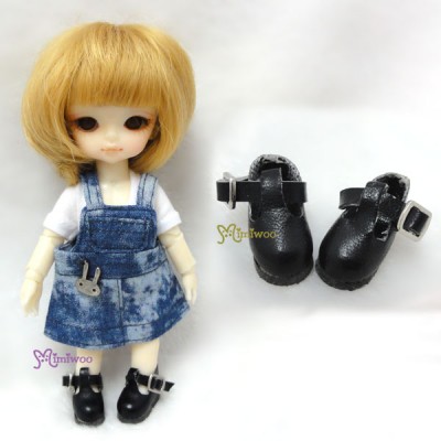 SBB002BLK Middie Blythe Obitsu 11cm Figure  2.2cm Doll Shoes Maryjane Black 