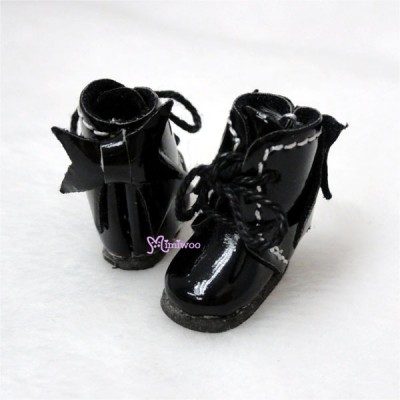 SBB007BLK Mimiwoo 2.2cm Doll Shoes Ribbon Boots BLACK for Middle Blythe  Obitsu 11cm Body