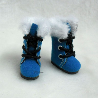 Middie B 2.2cm Doll Shoes Plushy Boots Blue SBB020BLE