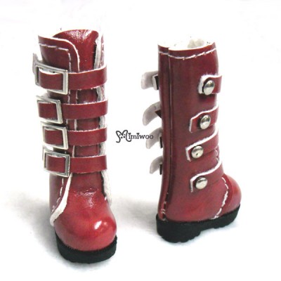 SHP129RED 1/6 Bjd Neo Blythe Doll Shoes Buckle Boots RED
