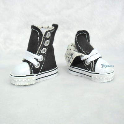 SHU059BLK Yo-SD BJD Doll Shoes Denim Folded Boots Black SHU059BLK Yo-SD BJD Doll Shoes Denim Folded Boots Black