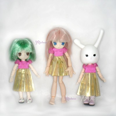 WHB007 OB 11cm Doll Figure One-piece Dress Gold