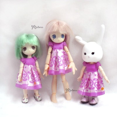 WHB008 OB 11cm Doll Figure One-piece Dress PinkDress Pink