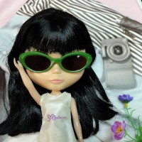 HSM011GRN03 Neo B Doll Plastic Mimi Glasses Green w Brown Lens