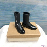 818082 Sekiguchi Momoko 1/6 Size Plastic Doll Shoes - Button Up Boots Black